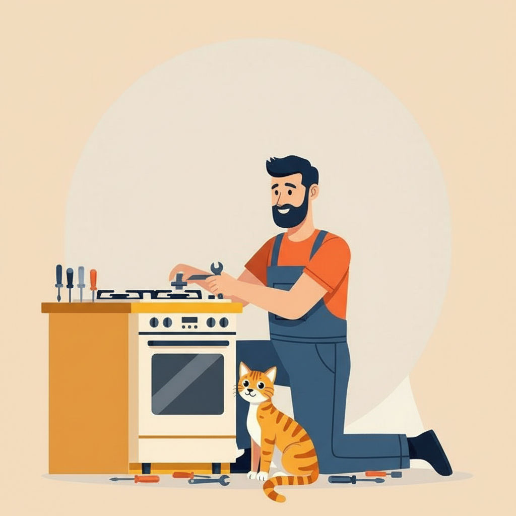 tecnico lavora su fornello a gas a Bologna